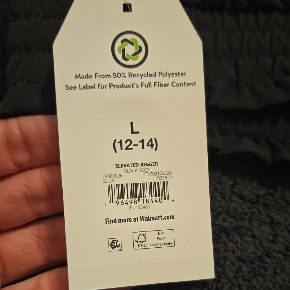 Time and Tru Black Maternity Joggers Size Large Black NWT - Picture 3 of 4